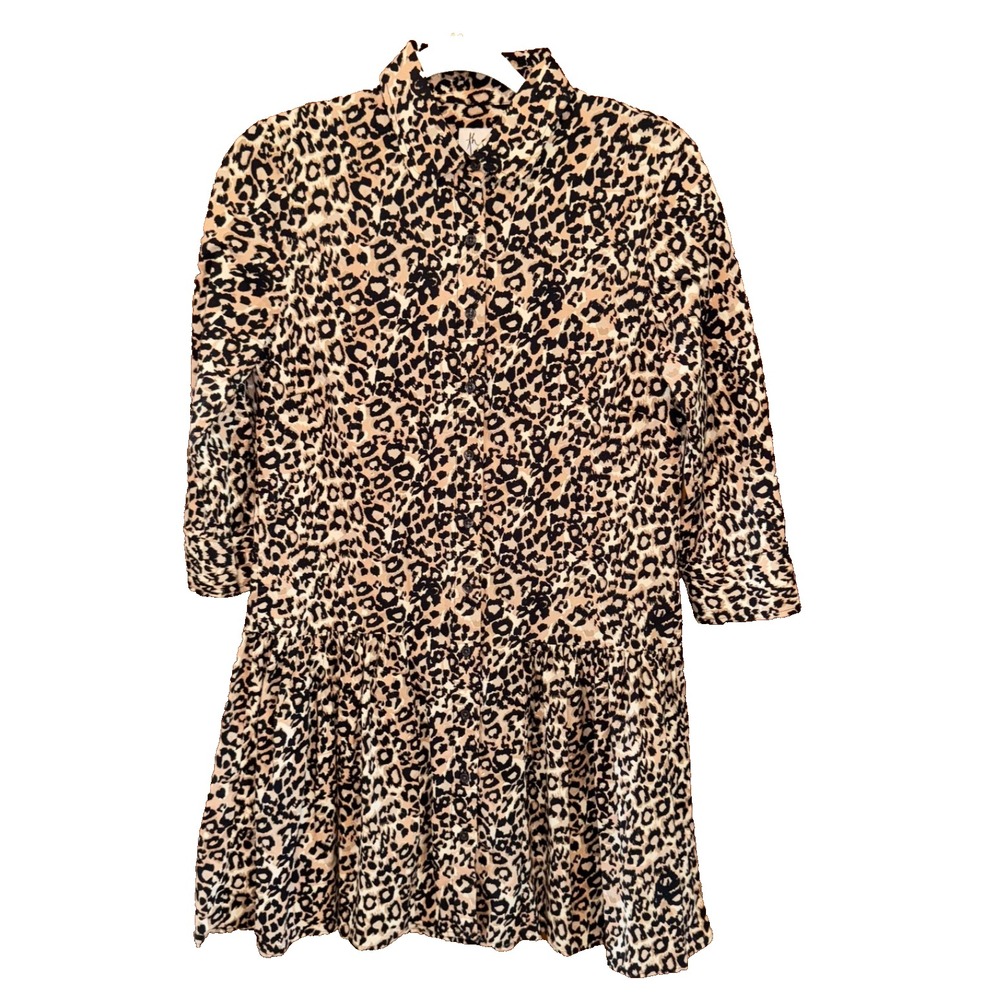 The Shirt By Rochelle Behrens The Drop Waist Shirt Dress Sz Small leopard print